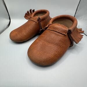 Monkey Feet Baby Moccacasins 18–24M Brown Leather Fringe Soft Sole Shoes